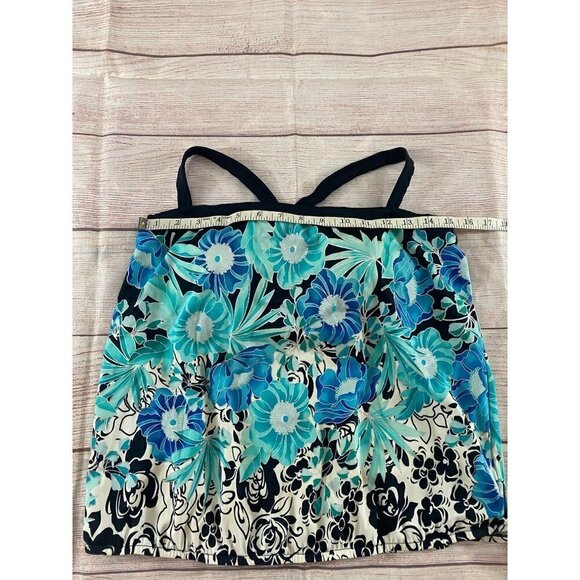 Maxine Of Hollywood Women's Blue Floral Tankini Top - 12 - Picture 5 of 11
